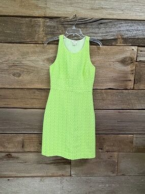 J Crew Neon Lime Green Racerback Sleeveless Sheath Dress, Size 00